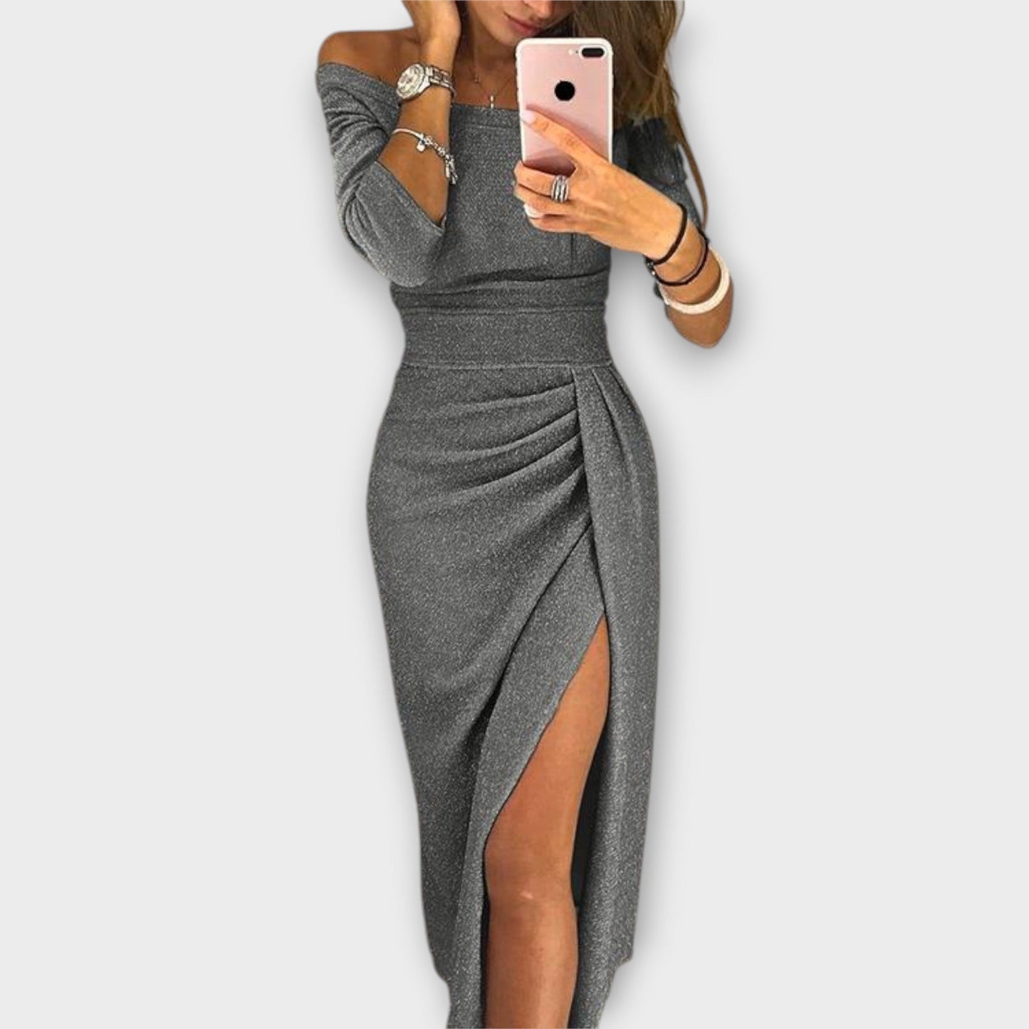 Celine™ | Förförisk Off-Shoulder Aftonklänning med Glittrande Touch