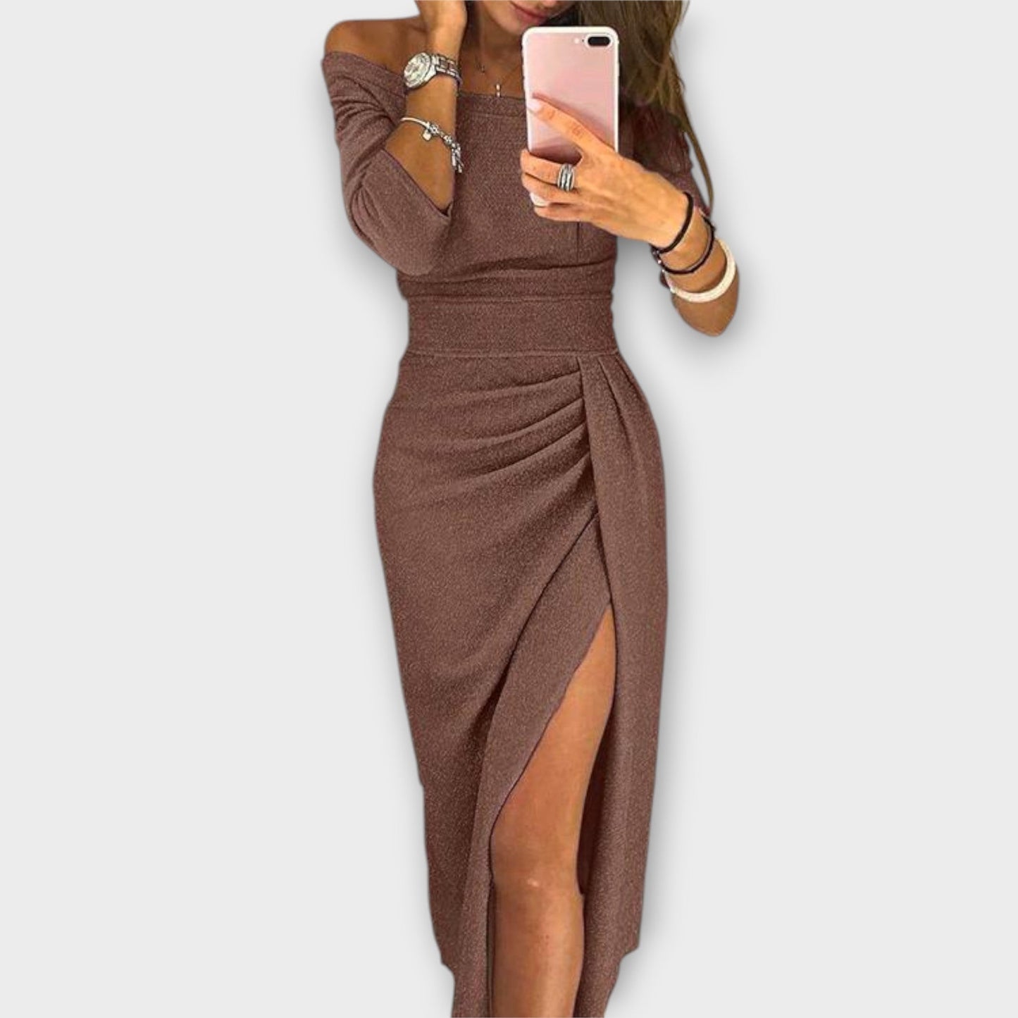 Celine™ | Förförisk Off-Shoulder Aftonklänning med Glittrande Touch