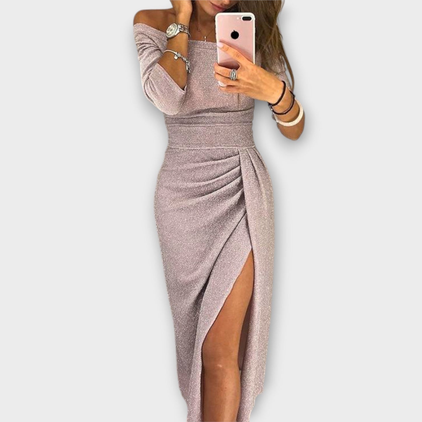 Celine™ | Förförisk Off-Shoulder Aftonklänning med Glittrande Touch