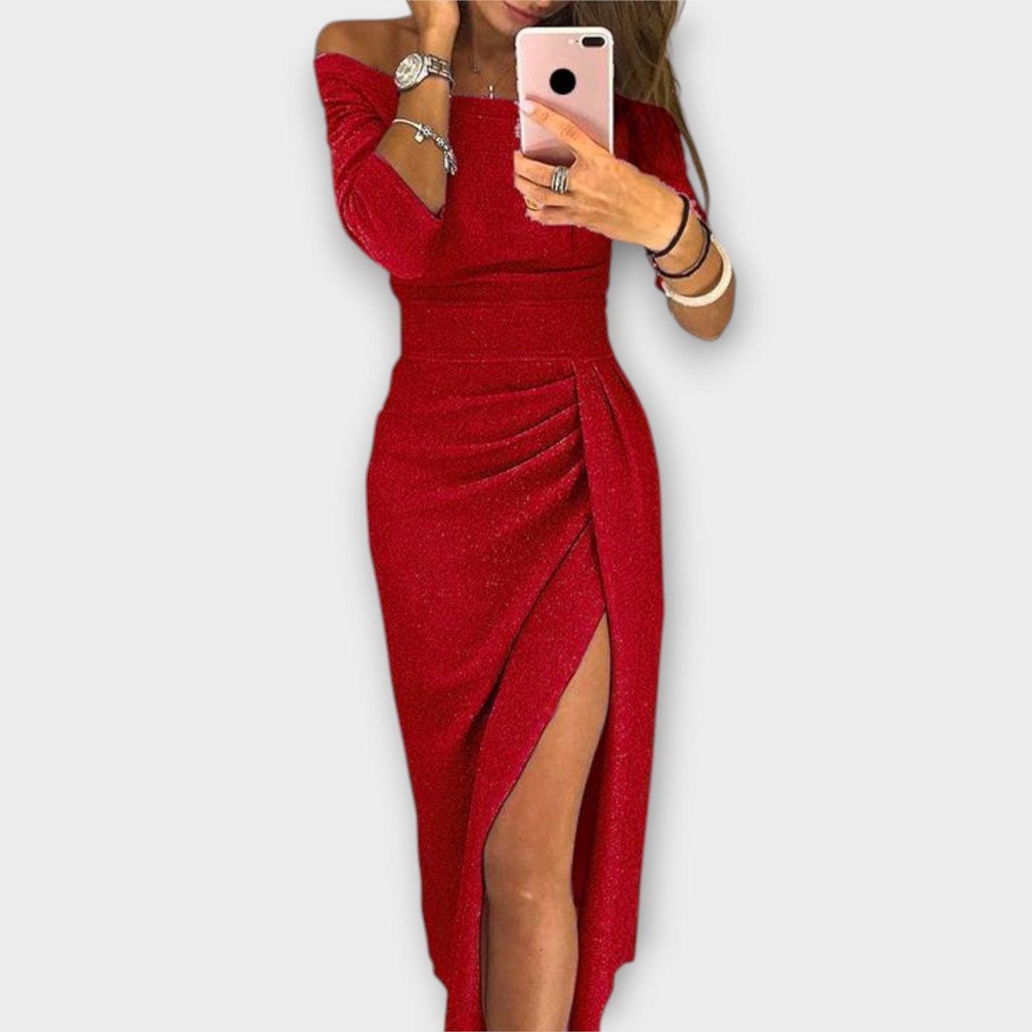 Celine™ | Förförisk Off-Shoulder Aftonklänning med Glittrande Touch